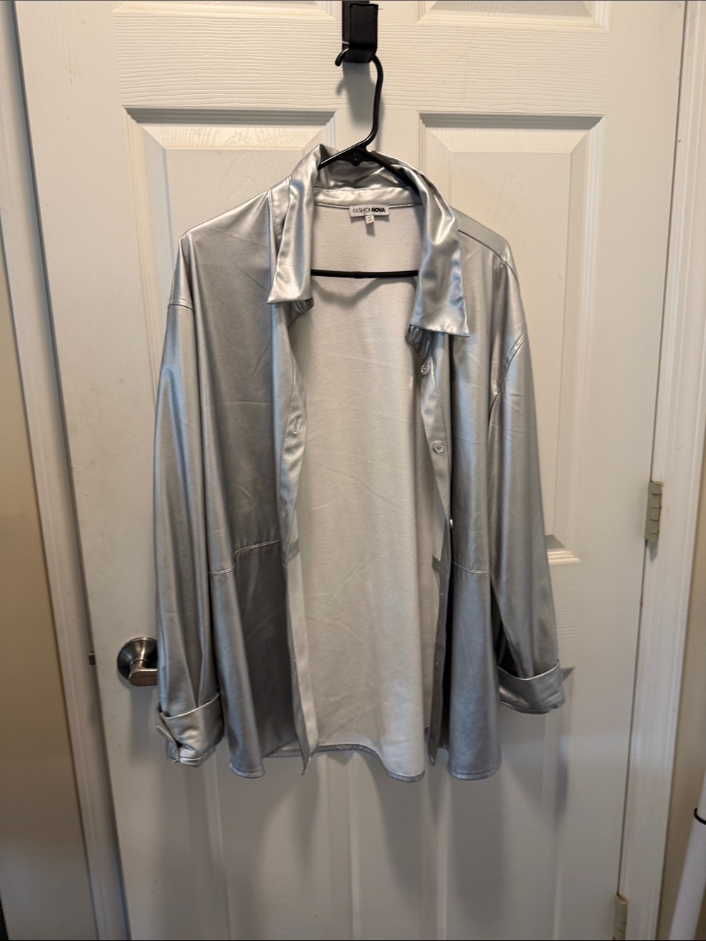 Fashion Nova Silver Jacket with White Lining